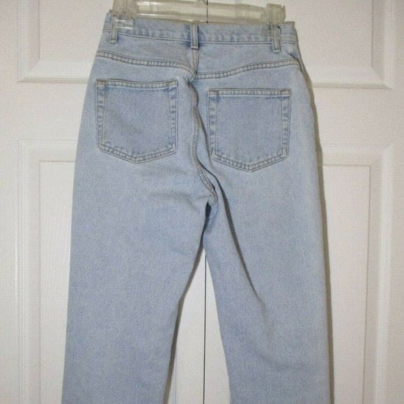 Vintage High Waist Cropped Jeans sz 4 100% Cotton Faded Blue - Picture 6 of 10